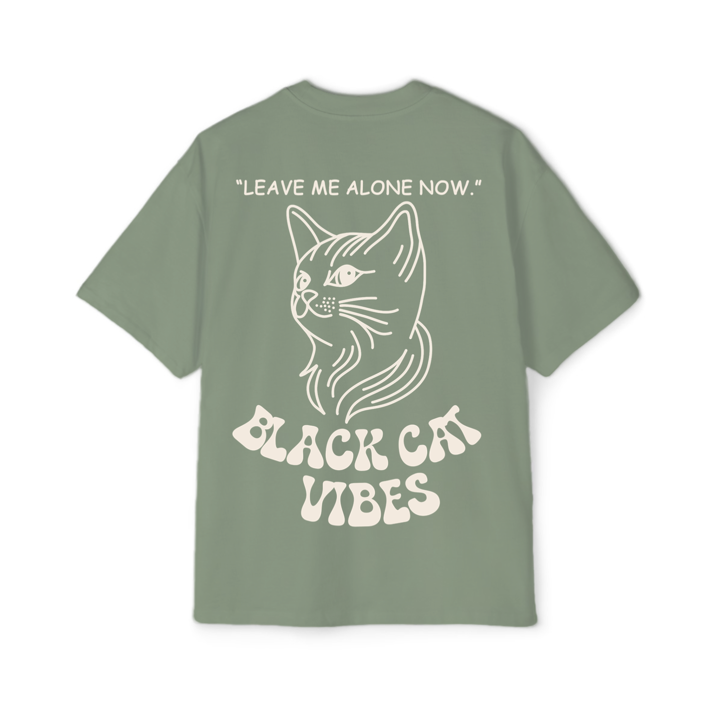 Black Cat Oversized Tee (Sage)