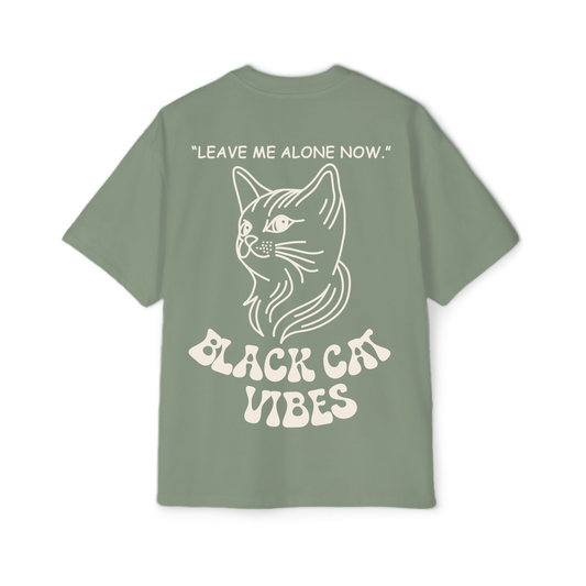 Black Cat Oversized Tee (Sage)