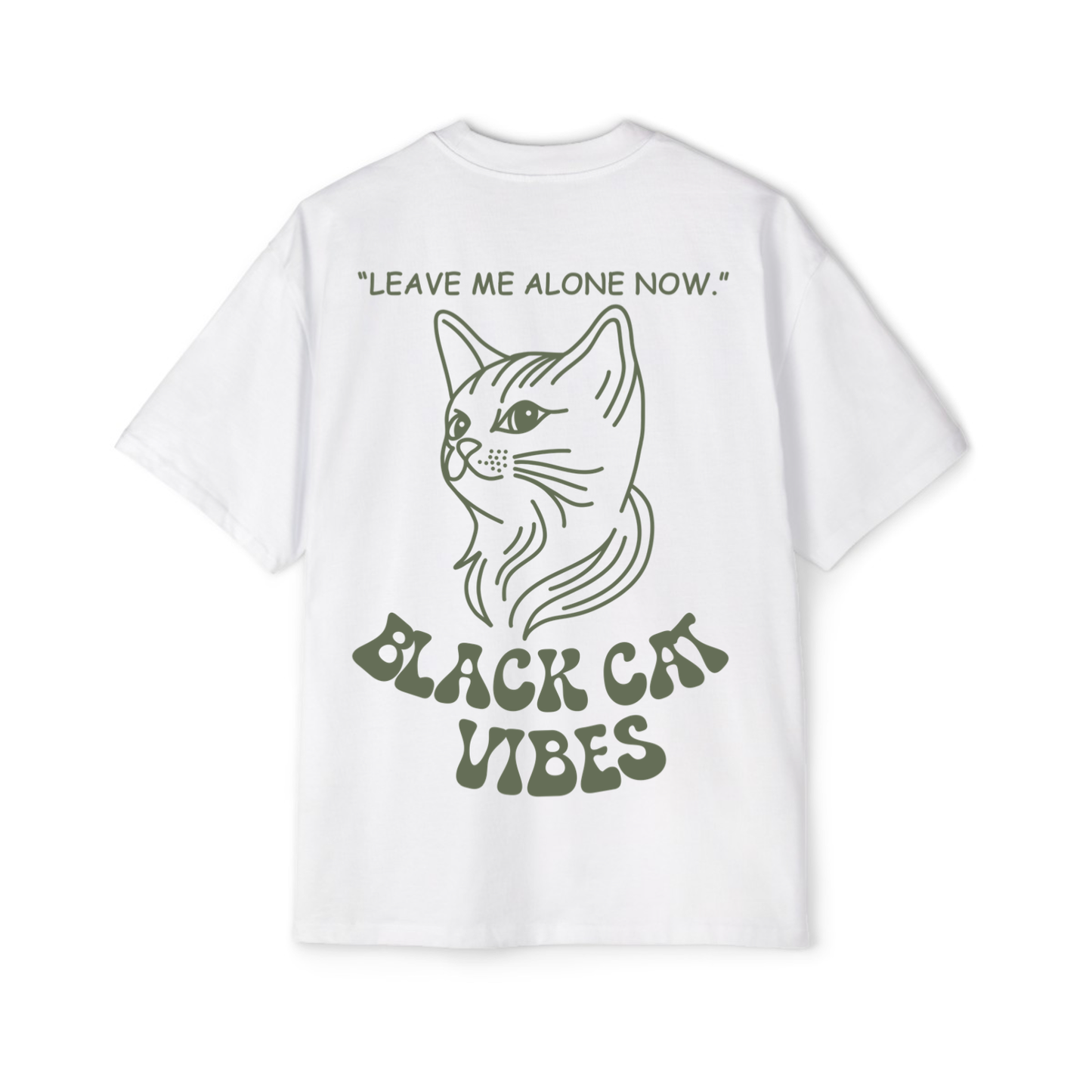 Black Cat Oversized Tee (White)