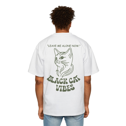 Black Cat Oversized Tee (White)